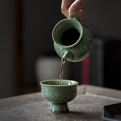 Celadon Flowers Teacup Ceramic Chinese Kung Fu Tea Cup Teaware Bowl