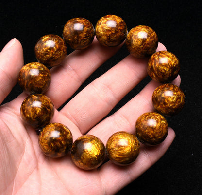 Genuine Golden Black Coral Sea Willow Bracelet Beads 12 mm
