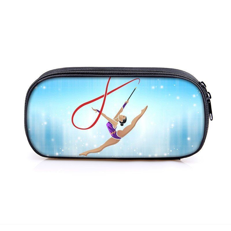 Elegant Gymnastic Art Print Cosmetic Bag Women Pencil Case Stationary Bag Canvas