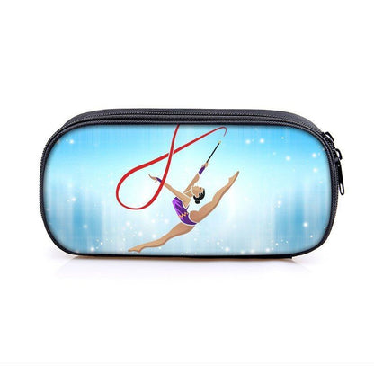 Elegant Gymnastic Art Print Cosmetic Bag Women Pencil Case Stationary Bag Canvas