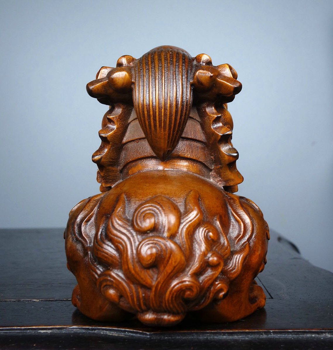 Old China Boxwood Wood Fengshui Kylin Chi-lin Qilin Lion Beast Auspicious Statue