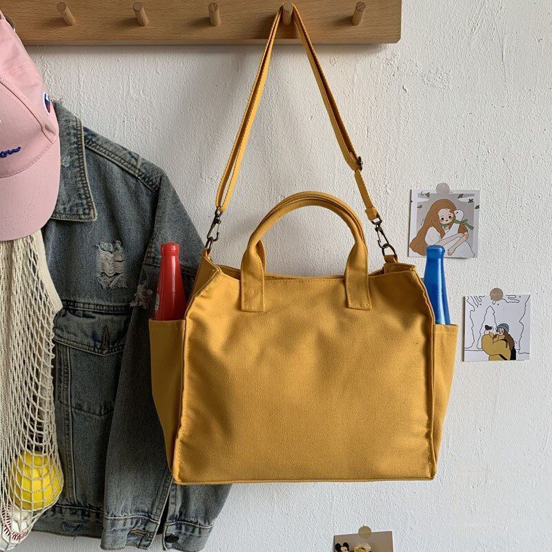 Shopping Bag Handbag Cotton Canvas Shoulder Tote Messenger Bag 32*12*27 Cm Purse