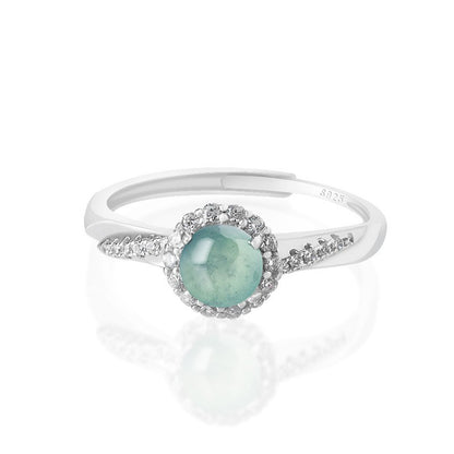 China Natural Jade Jadeite Fashion Ring Woman Gift Silver Inlaid Jade Jewelry