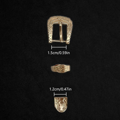 Women Belt Buckles 3Pcs Vintage Carved Metal Pin Jeans Waistband DIY Accessories