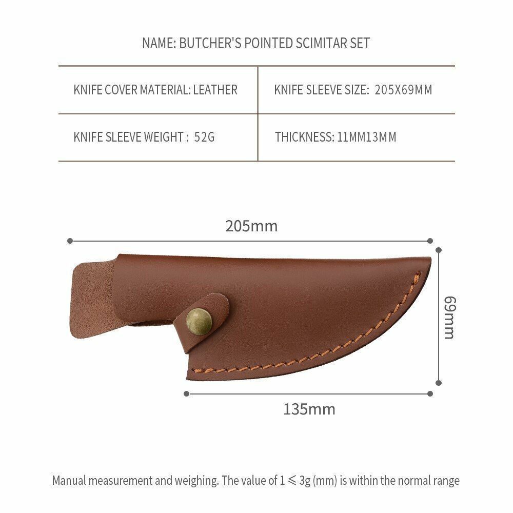 Knife Sheath Leather Case Fixed Blade Serbian Boning Knives Holder Bag 5.5/6Inch