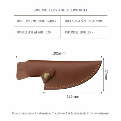 Knife Sheath Leather Case Fixed Blade Serbian Boning Knives Holder Bag 5.5/6Inch