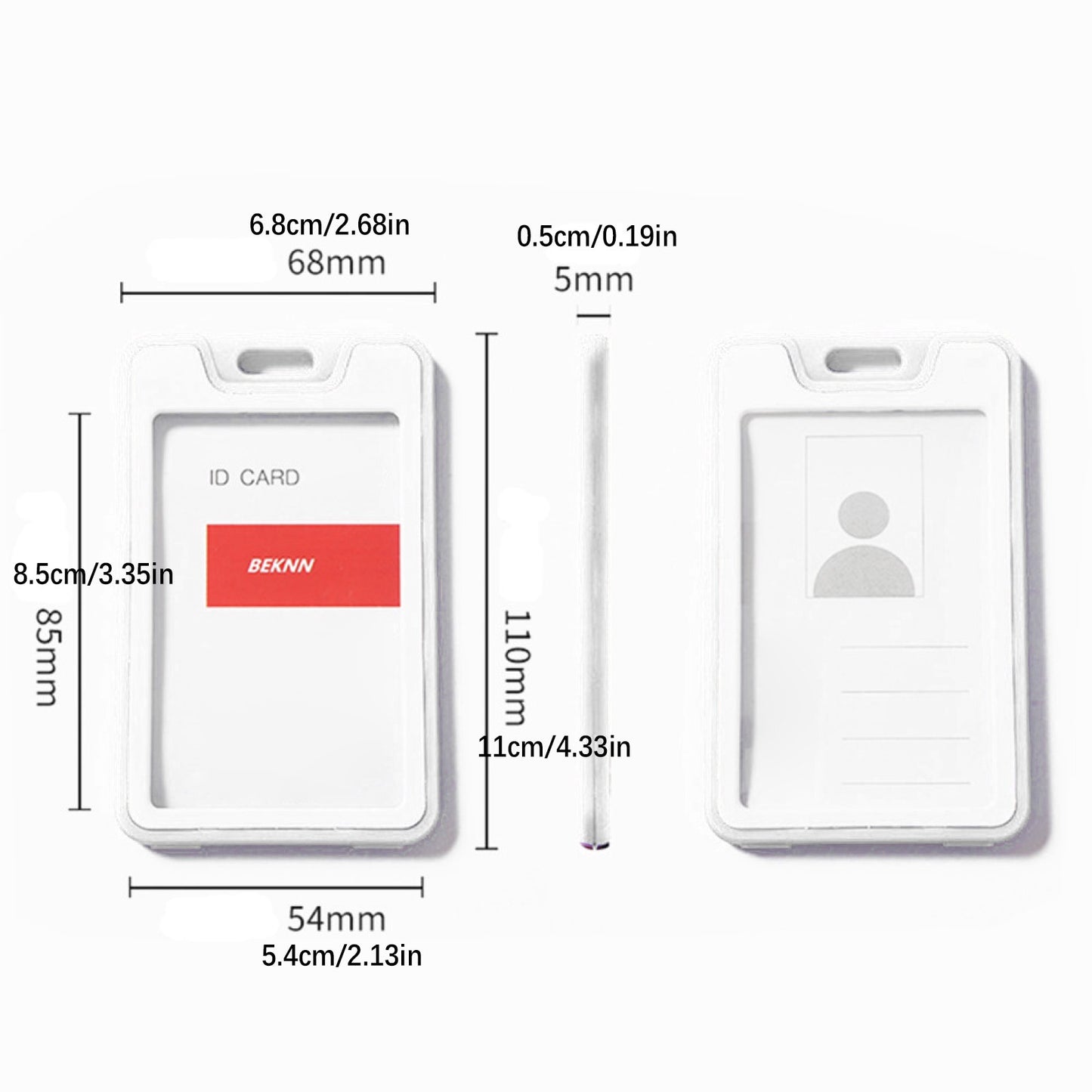 1Pc Grey Meeting ID Badge Card Holder Slim Hard Card Cover Case w/ Lanyard aa