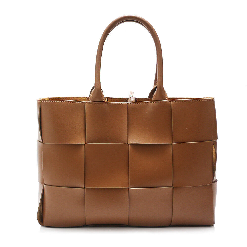 Woven Real Leather Tote Shopper Purse Handbag Work Bag Briefcase Fashion Medium