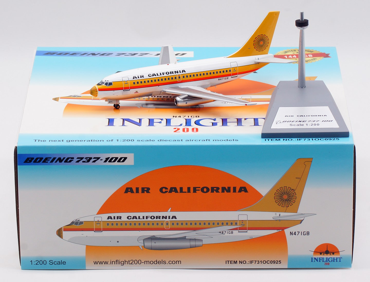1:200 Inflight200 AIR CALIFORNIA Boeing 737-100 Passenger Airplane Diecast Model