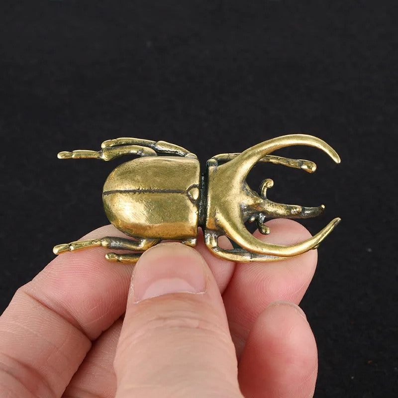Solid Brass Insect Trypoxylus Figurines Miniatures Tea Pet Beetle Crafts