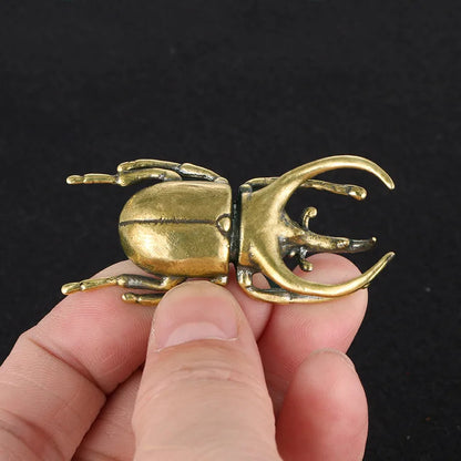 Solid Brass Insect Trypoxylus Figurines Miniatures Tea Pet Beetle Crafts