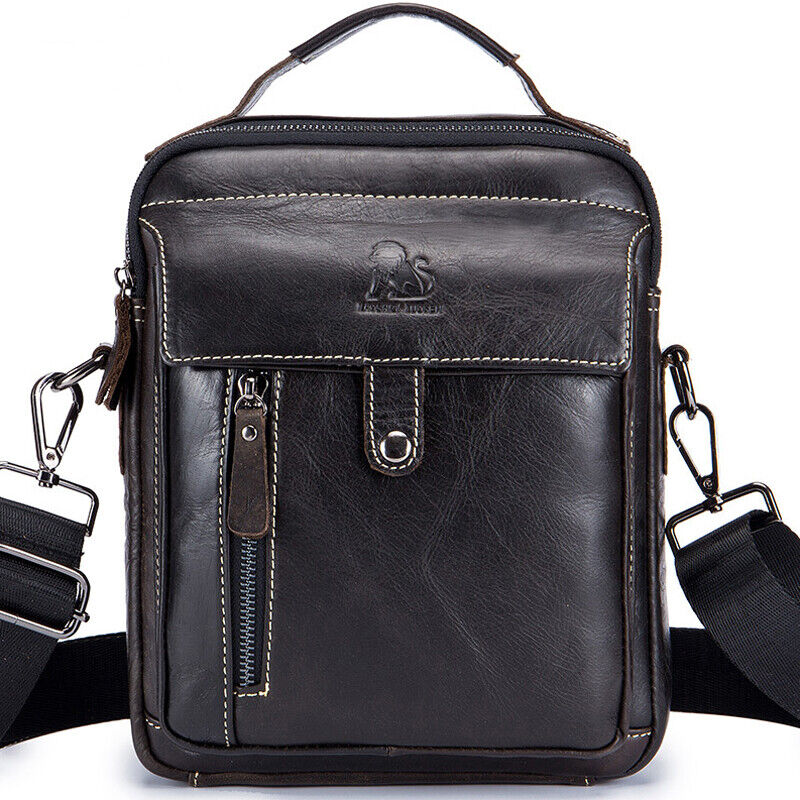 100% Genuine Leather Men's Shoulder Bag 8" Leather Handbags Crossbody Bag Bag