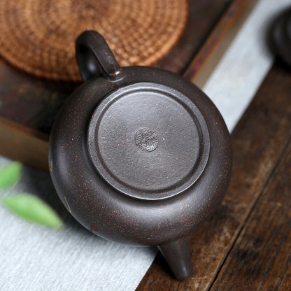 240ml Marked Yixing Zisha Purple Clay Teapot Handmade Tea Pot Words Hanzi