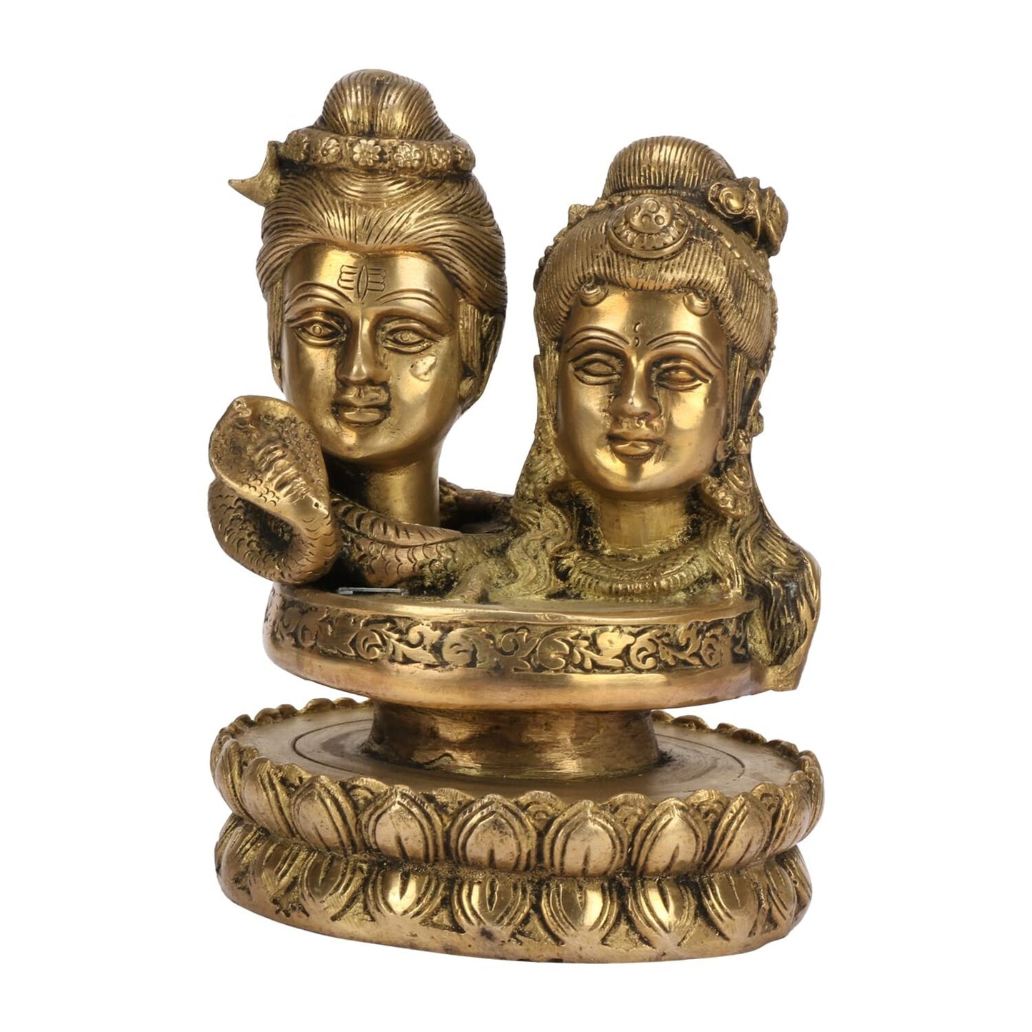 Hindu God Lord Brass Shiv Parvati Idol for Home Décor Showpiece Statute Figurine