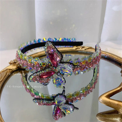 Women Headband Vintage Baroque Flower Big Diamond Luxury Fashion Party Hairbands