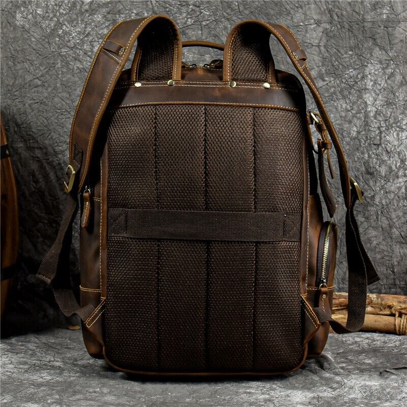 Men's Genuine Leather Backpack Shoulder Bag Travel School Laptop Bags Daypack