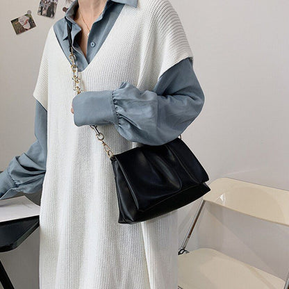 Shoulder Bags Chain Crossbody Retro Flap Synthetic Leather Big Purse 26*6*27 CM