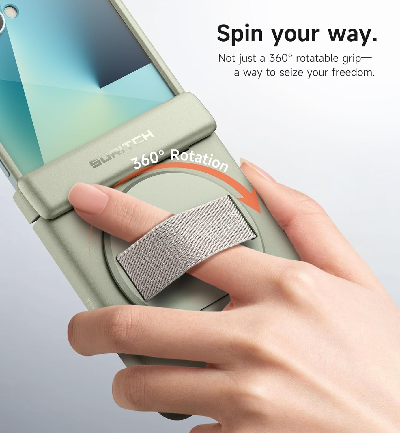 for Samsung Galaxy Z Flip7 Case with 360° Rotatable Hand Strap Phone Grip Holder