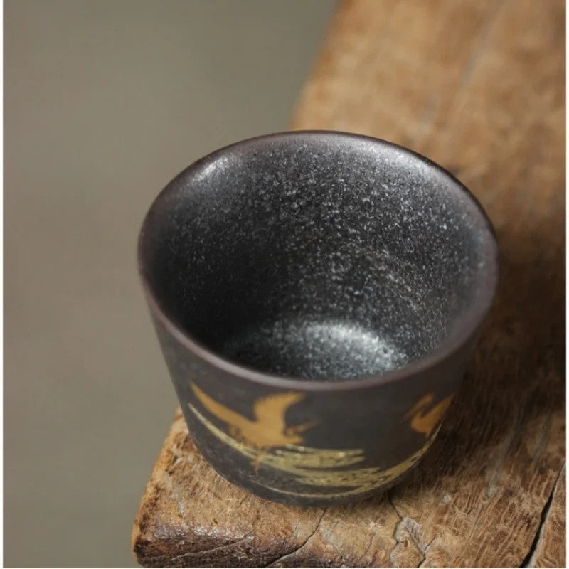 100ML Ceramic Kiln Baked Handpaintd Crane Tea Cup Master Cup Kungfu Teaware