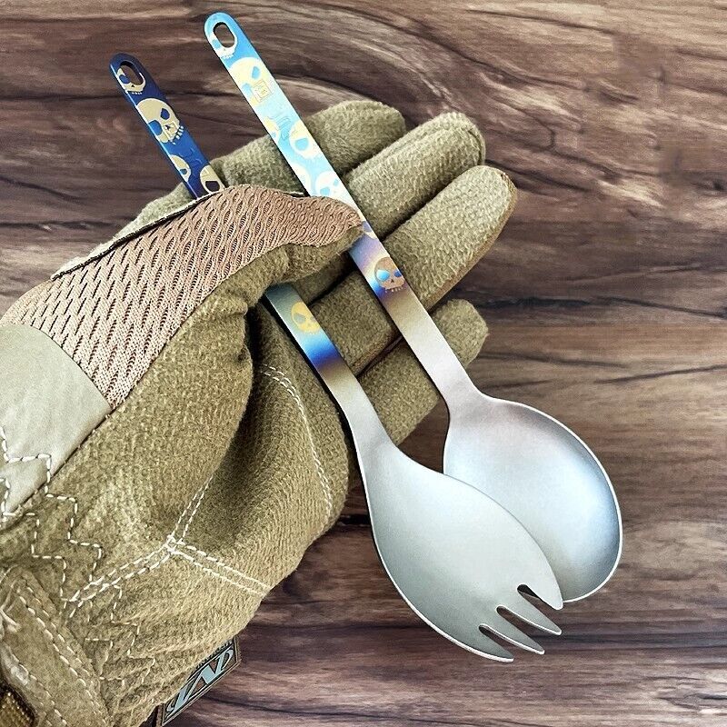 TA1 Pure Titanium Korean Long Handle Dinner Spoon+Fork Soup Coffee Spoon Cutlery