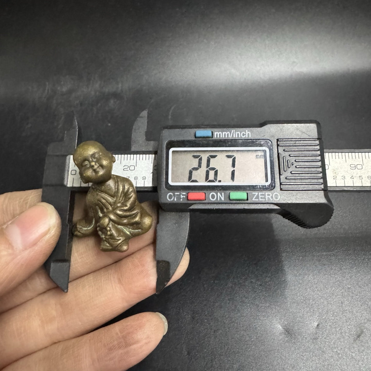 Brass Monk Figurine Mini Statue Buddhist Handheld Decor Antique Style