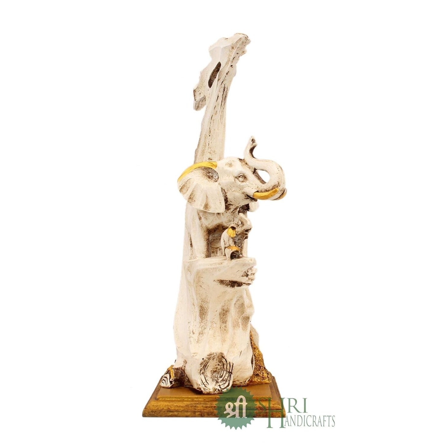 Polyresin Elephant Statue with Tree and Baby Idol Figurine Gifts for Home Decor