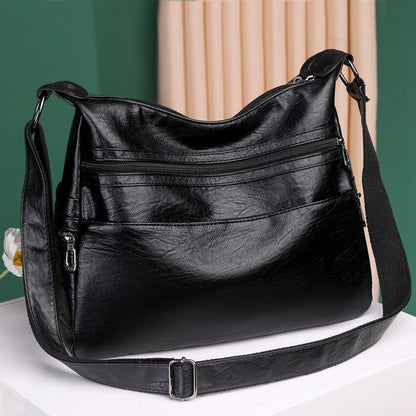 Synthetic Leather Messenger Bag Vintage Handbag Big Soft Crossbody Shoulder Bag