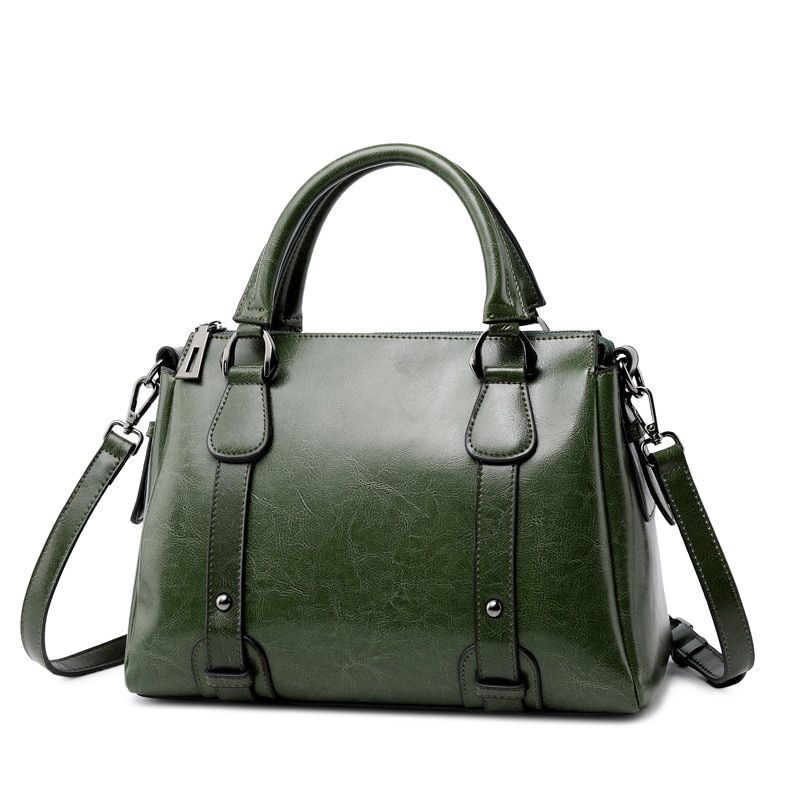 Women Oil Wax Cowhide Messenger Bag Tote Handbag Leather Shoulder Crossbody Bag