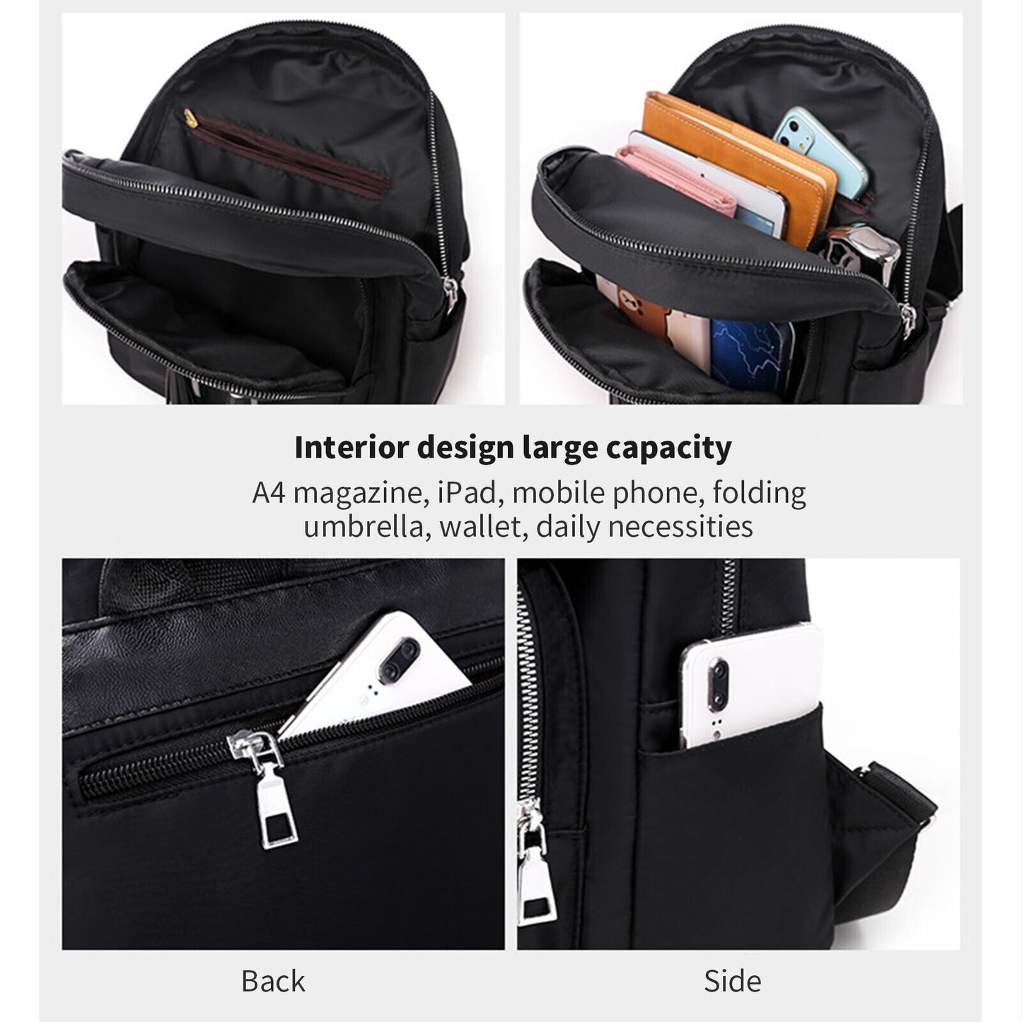 Women Backpack PU Oxford Shoulder Bag Handbags Rucksack School Backbag Travel