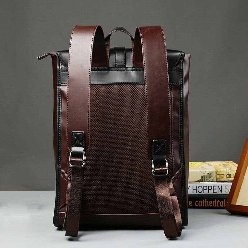 Vintage Laptop Backpack Travel Leisure Leather Backpacks Men Retro School Bag