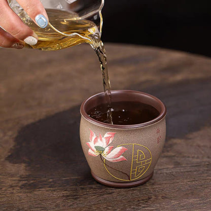 200ml Chinese Tea Cup Handmade Lotus Flower Relief Original Ore Yixing Zisha Cup