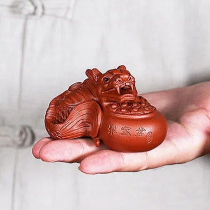 Purple Clay Tea Pet Cornucopia Fish Handmade Chinese Kung Fu Tea Set Sculpture