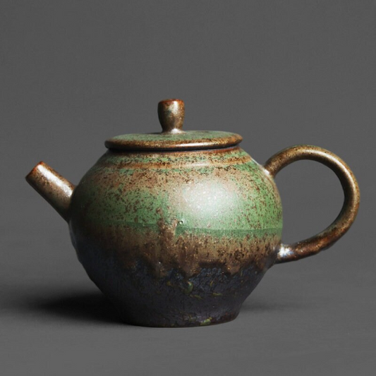 Bronze Green Ceramic Teapots Unique Glazed Gongfu Tea Pot 200ml