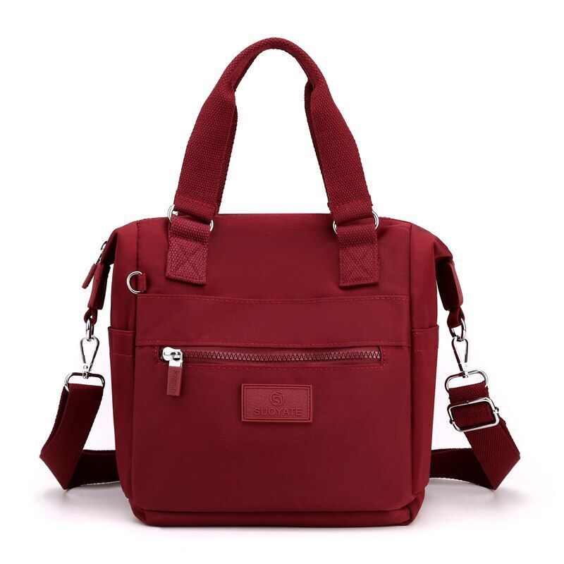 Large Travel Crossbody Bag Zipper Multiple Pocket Handbag Waterproof Nylon Purse