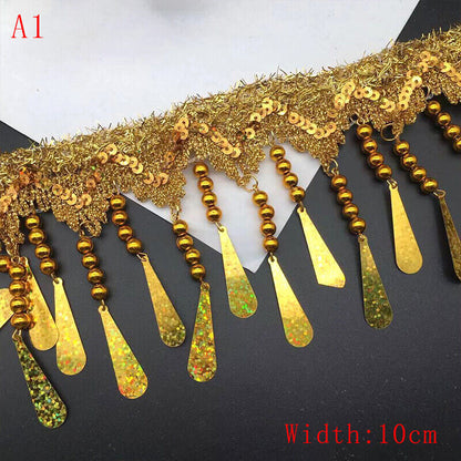 Sequin Bead Tassel Lacetrimming for Sewing Performance Dance Clothing CurtainDIY