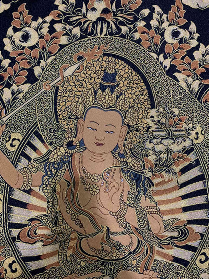 36" Tibet Tibetan Cloth Silk Buddhism Manjusri Bodhisattva Tangka Thangka Mural