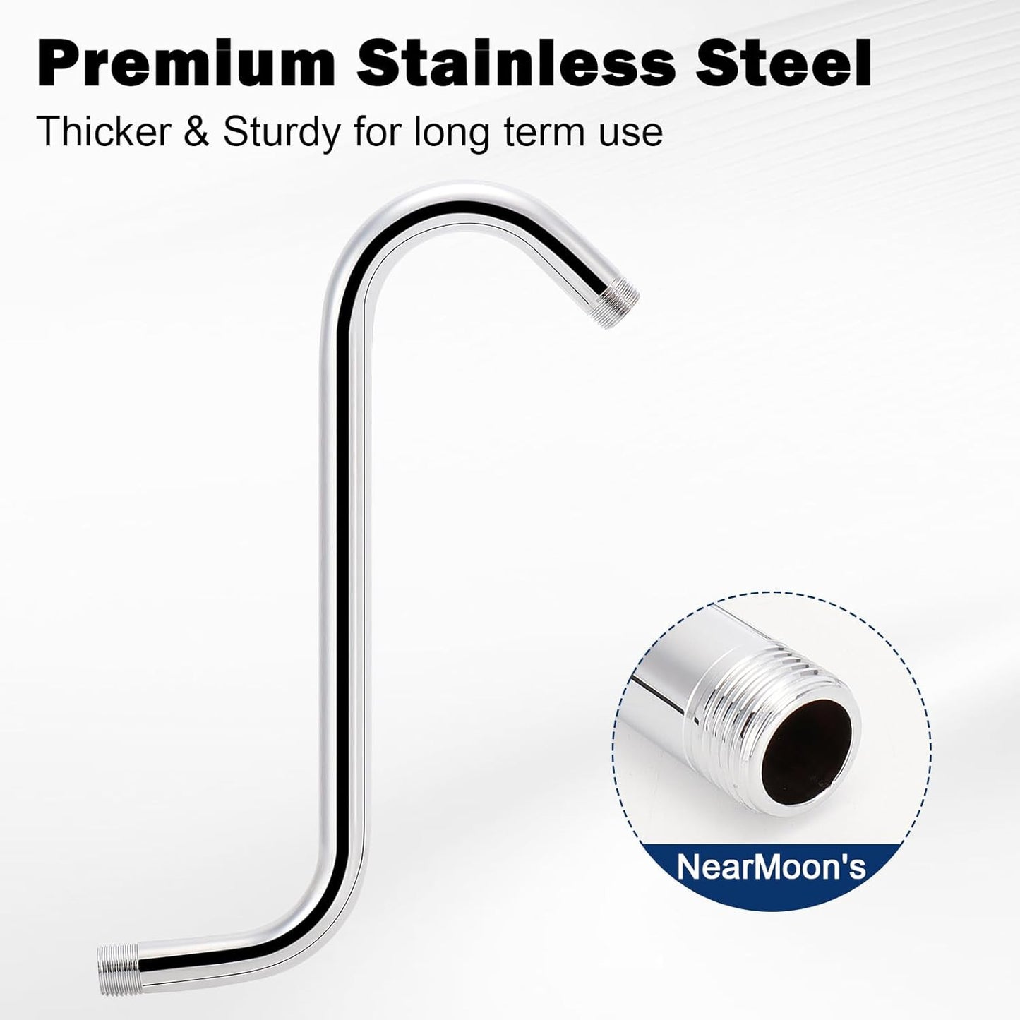 S Shaped Shower Head Riser Arm, Shower Extender Arm with Flange, Standard 1/2" C