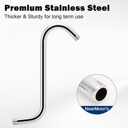 S Shaped Shower Head Riser Arm, Shower Extender Arm with Flange, Standard 1/2" C