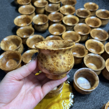 Natural Fir Burl Wood Bowl Chinese Home Tea Cup Heat Resistant Tableware