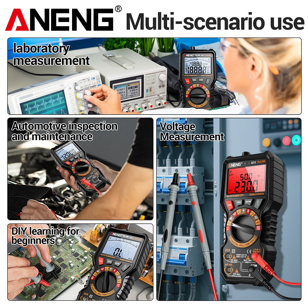 sz11/12 Counts Multimeter Smart Manual Range Meter NCV AC DC Ohm Hz Manual Range