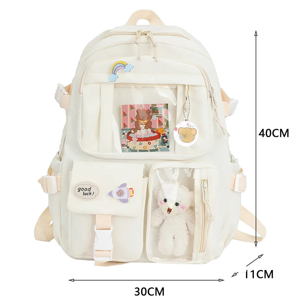 Students School Bags Canvas Backpack Patchwork Women