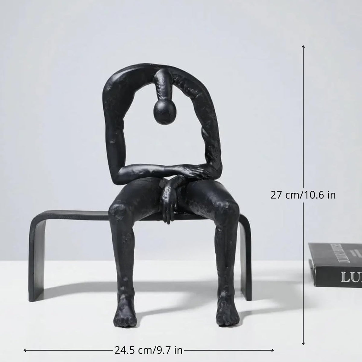 10.6'' Resin Abstract Sitting Man Sculpture Melancholy Home Office Decor Gift