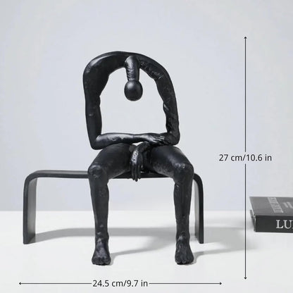 10.6'' Resin Abstract Sitting Man Sculpture Melancholy Home Office Decor Gift