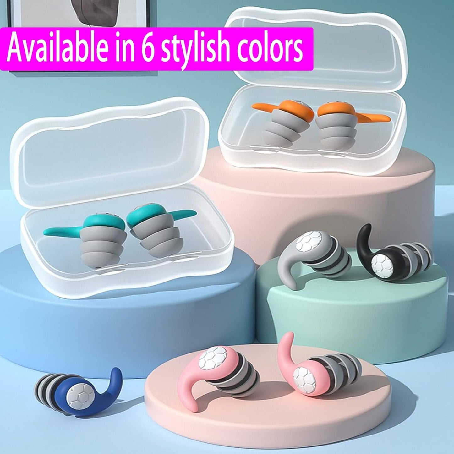 Reusable Silicone Ear Plugs Noise Cancelling Earplugs Protector Study Sleep Swim
