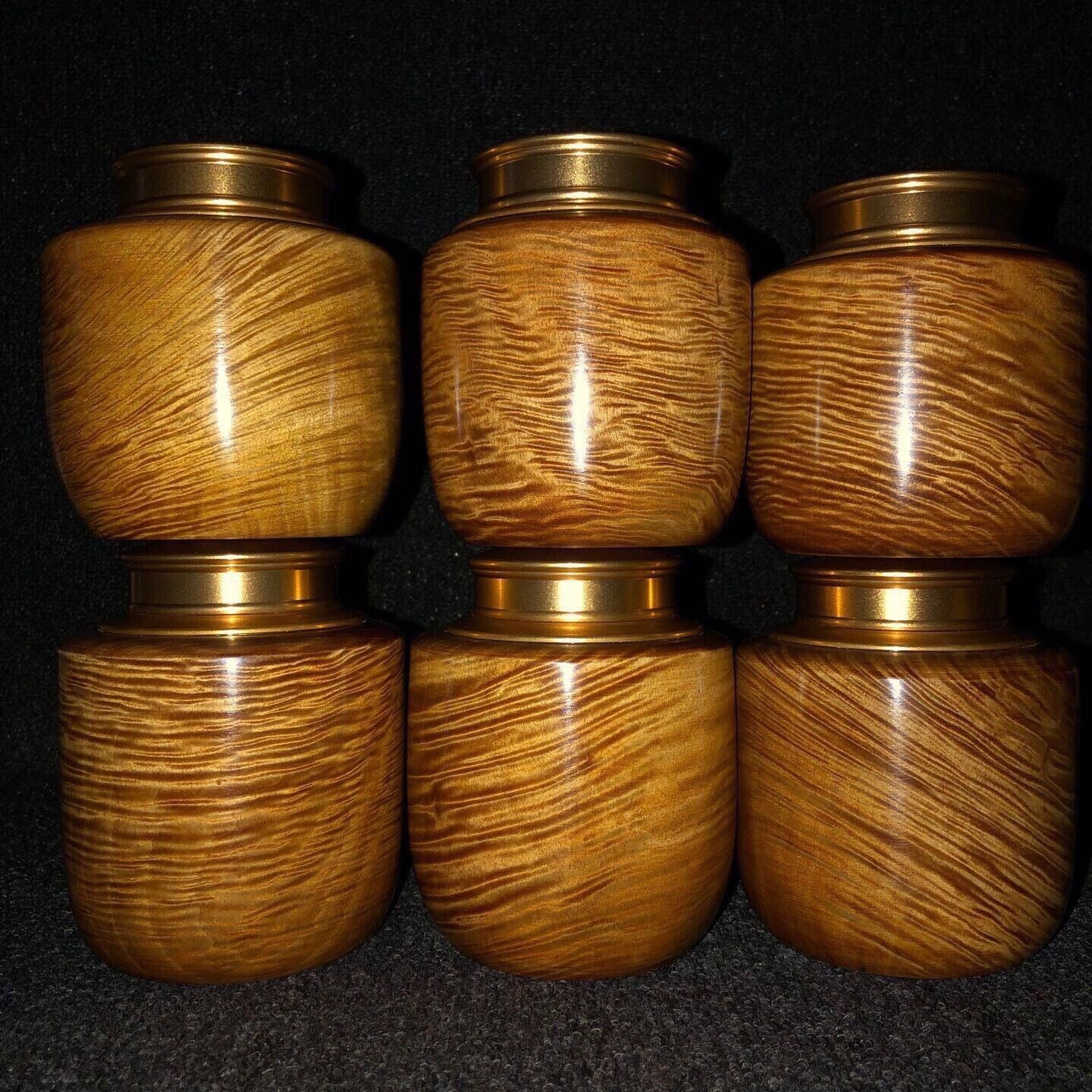 Golden Nanmu Tea Caddy Aluminum Double Lid Sealed Storage Jar Handmade