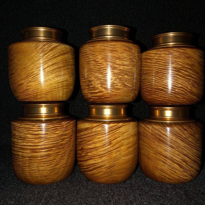 Golden Nanmu Tea Caddy Aluminum Double Lid Sealed Storage Jar Handmade