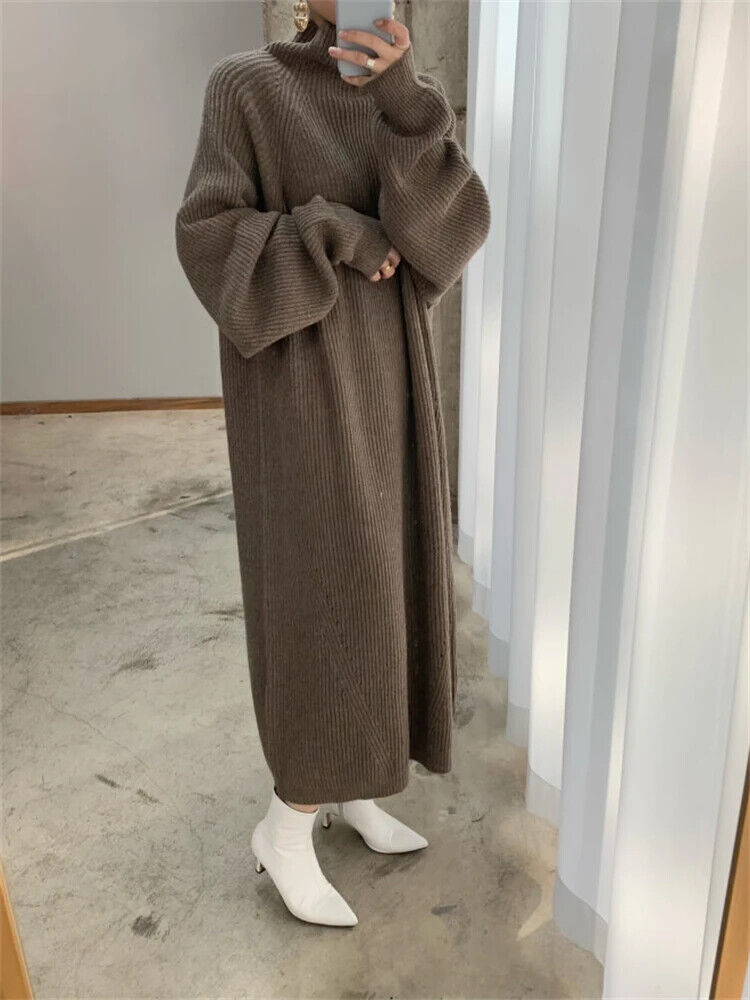 Women Dress Sweater Women Dress Thick Winter Dresses Turtleneck Black