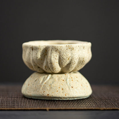 Ceramic Tea Strainer Antique Style Filter Net Holder Lotus Root Design On Sales