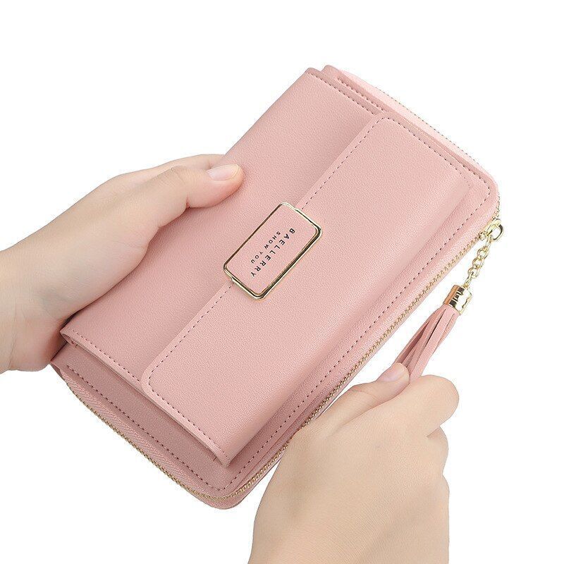 Handbags Large Shoulder Bags Hasp Zipper Purse 6.5Inch Phone Clutch Card Holder