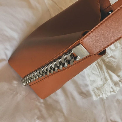 Shoulder Bag Large Capacity Chain Bucket Handbags Leather Women Purse 27*20*18CM